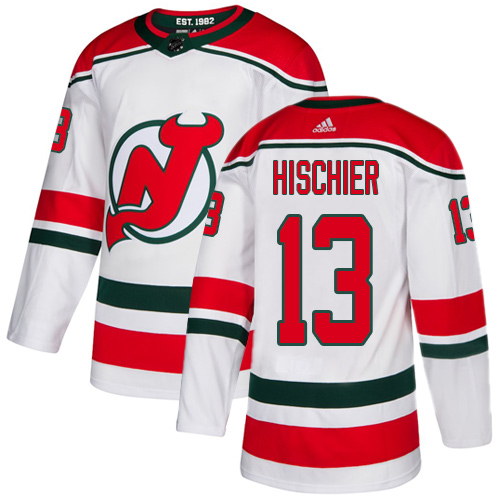 Adidas New Jersey Devils #13 Nico Hischier White Alternate Authentic Stitched Youth Jersey Youth
