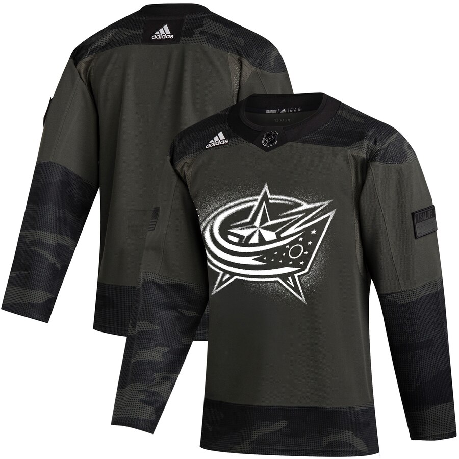 Columbus Blue Jackets Adidas 2019 Veterans Day Authentic Practice Jersey Camo