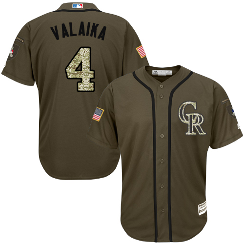 Colorado Rockies #4 Pat Valaika Green Salute to Service Stitched Jersey Men's
