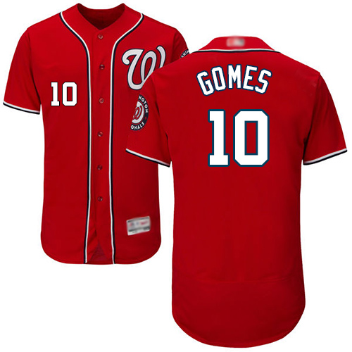 Washington Nationals #10 Yan Gomes Red Flexbase Authentic Collection Stitched Jersey Men's