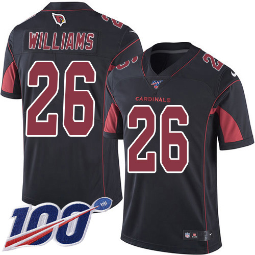 Arizona Cardinals #26 Brandon Williams Black Men's Stitched Limited Rush 100th Season Jersey Men's