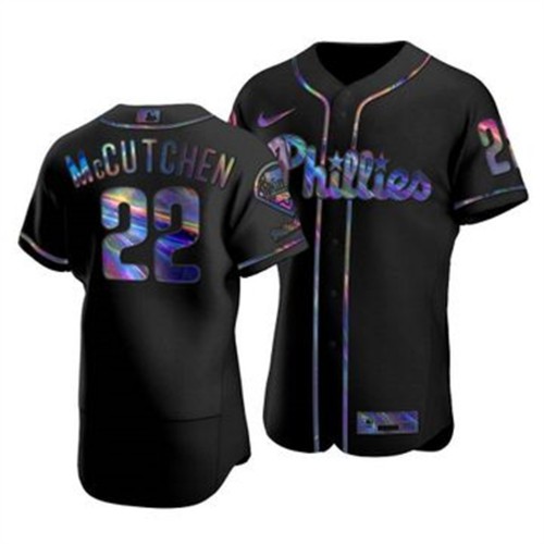 Philadelphia Philadelphia Phillies #22 Andrew McCutchen Men's Iridescent Holographic Collection Jersey - Black Men's