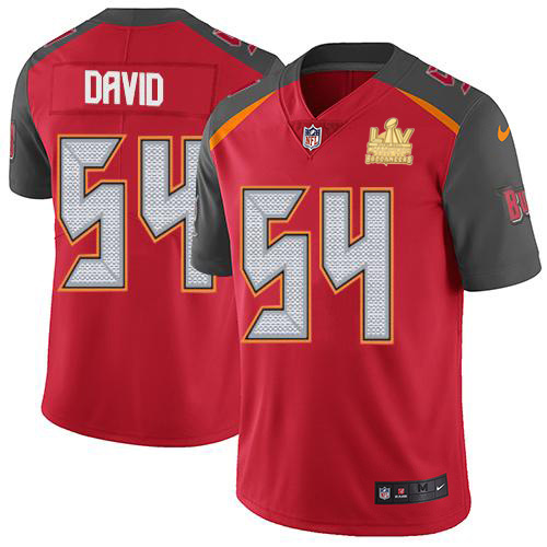 Buccaneers #54 Lavonte David Red Team Color Men's Super Bowl LV Champions Patch Vapor Untouchable Limited Jersey