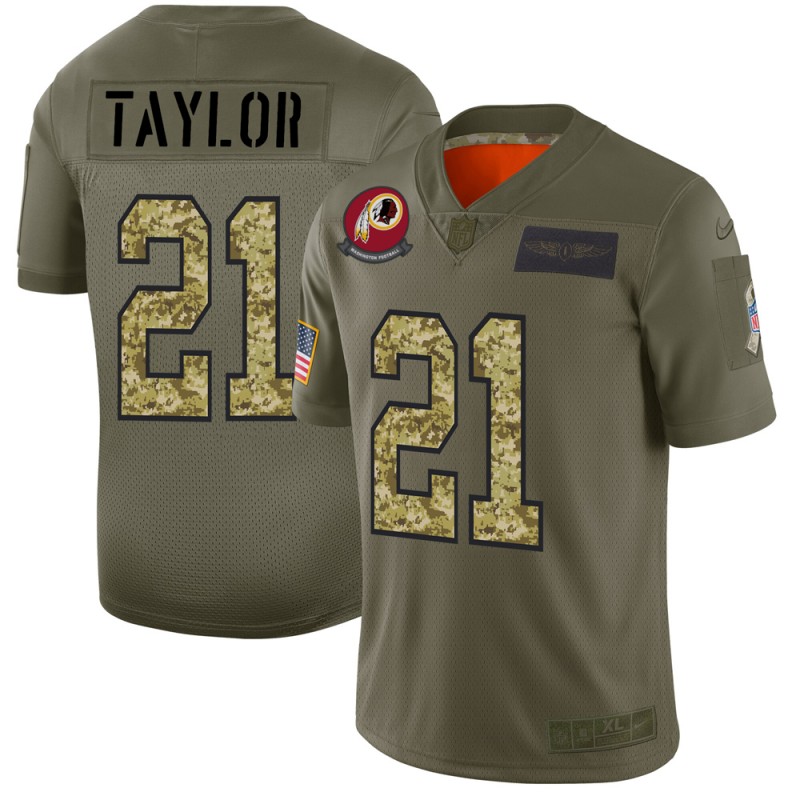 Washington Commanders #21 Sean Taylor Men's 2019 Olive Camo Salute To Service Limited Jersey