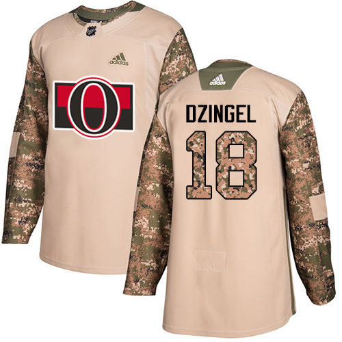 Adidas Ottawa Senators #18 Ryan Dzingel Camo Authentic 2017 Veterans Day Stitched Jersey Men's