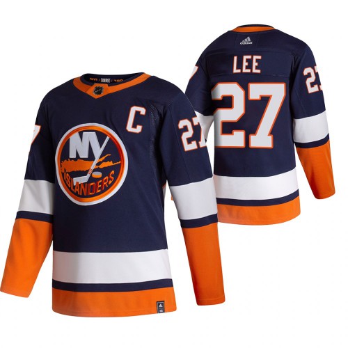 New York New York Islanders #27 Anders Lee Navy Blue Men's Adidas 2020-21 Reverse Retro Alternate Jersey Men's