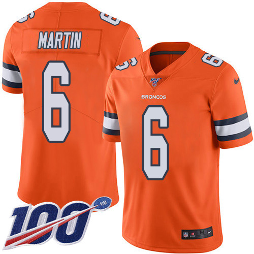 Denver Broncos #6 Sam Martin Orange Men's Stitched Limited Rush 100th Season Jersey Men's