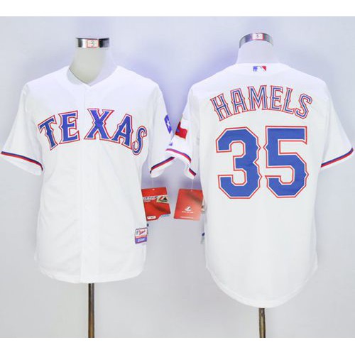 Texas Rangers #35 Cole Hamels White Cool Base Stitched Jersey Men's