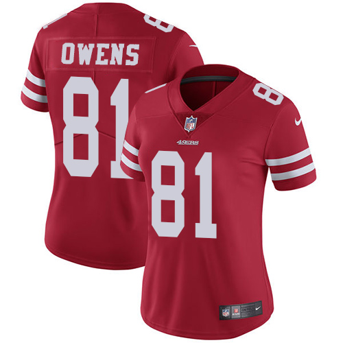 San Francisco 49ers #81 Terrell Owens Red Team Color Women's Stitched Vapor Untouchable Limited Jersey Womens