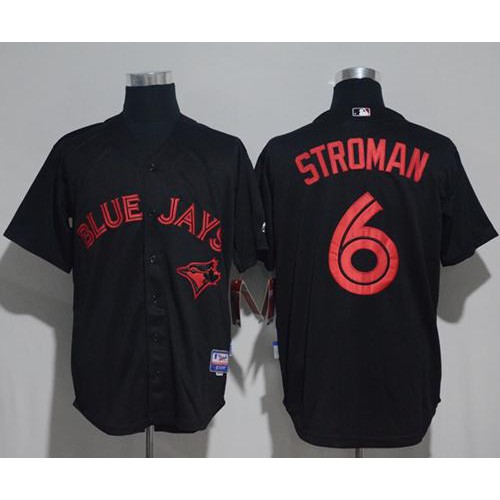 Toronto Blue Jays #6 Marcus Stroman Black Strip Stitched Jersey Men's