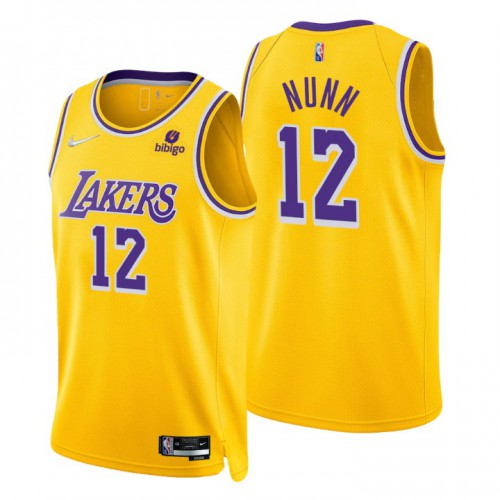 Los Angeles Lakers #12 Kendrick Nunn Gold Mens 2021-22 75th Anniversary Diamond Swingman Jersey - Icon Edition Mens