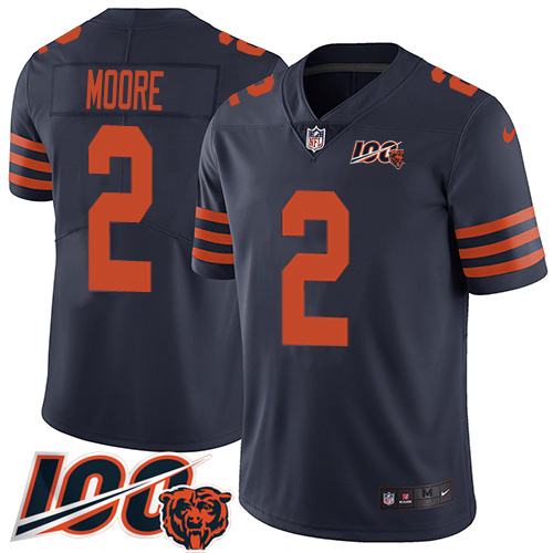 Bears #2 D.J. Moore Navy Blue Alternate Youth Stitched 100th Season Vapor Limited Jersey