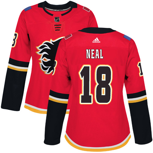 Adidas Calgary Flames #18 James Neal Red Home Authentic Women's Stitched Jersey Womens