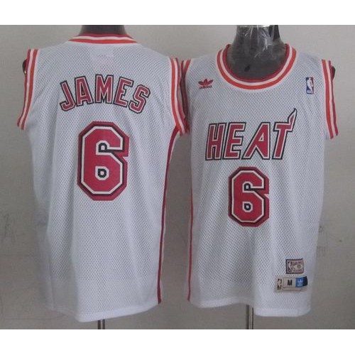 Miami Heat #6 LeBron James White Swingman Throwback Stitched Jersey Mens