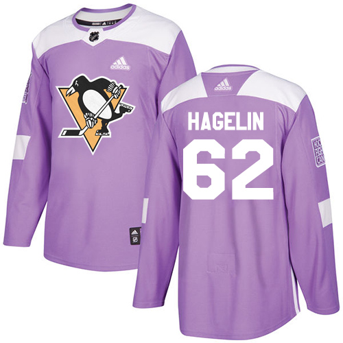 Adidas Pittsburgh Penguins #62 Carl Hagelin Purple Authentic Fights Cancer Stitched Jersey Men's