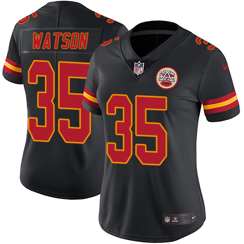Chiefs #35 Jaylen Watson Black Women's Stitched Limited Rush Jersey