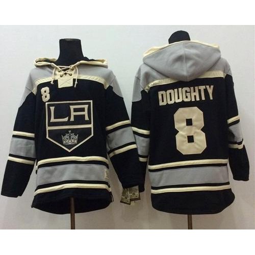 Los Angeles Kings #8 Drew Doughty Black Sawyer Hooded Sweatshirt Stitched Jersey Men's