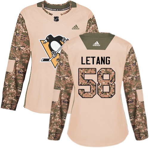 Adidas Pittsburgh Penguins #58 Kris Letang Camo Authentic 2017 Veterans Day Women's Stitched Jersey Womens