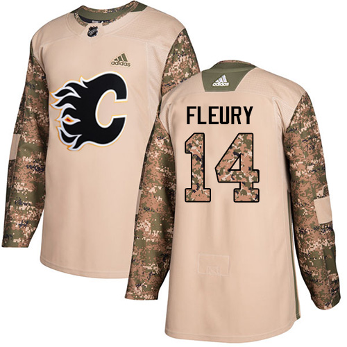 Adidas Calgary Flames #14 Theoren Fleury Camo Authentic 2017 Veterans Day Stitched Jersey Men's
