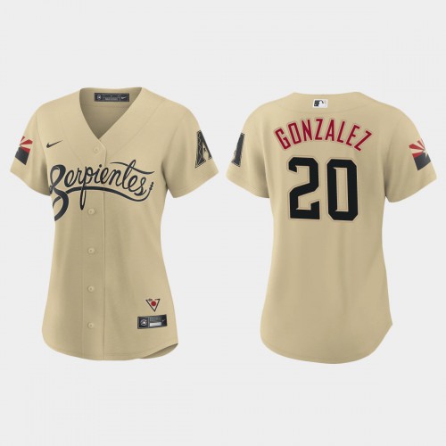 Arizona Arizona Diamondbacks #20 Luis Gonzalez Women's 2021 City Connect Jersey Gold Womens