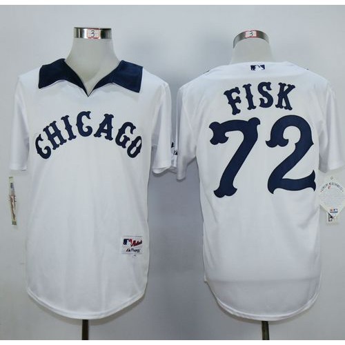 Chicago White Sox #72 Carlton Fisk White 1976 Turn Back The Clock Stitched Jersey Men's