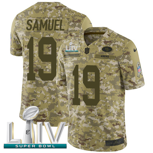 49ers #19 Deebo Samuel Camo Super Bowl LIV 2020 Men's Stitched Limited 2018 Salute To Service Jersey