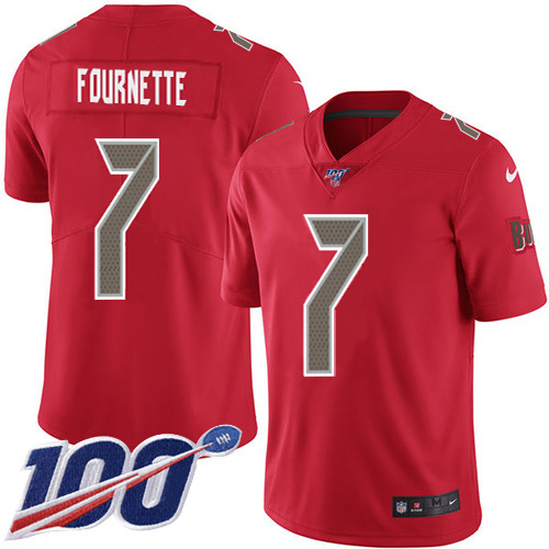 Buccaneers #7 Leonard Fournette Red Men's Stitched Limited Rush 100th Season Jersey