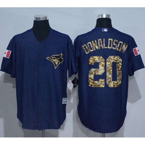 Toronto Blue Jays #20 Josh Donaldson Denim Blue Salute to Service Stitched Jersey Men's