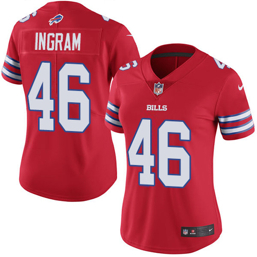 Bills #46 Ja'Marcus Ingram Red Women's Stitched Limited Rush Jersey