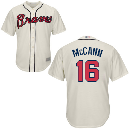 Atlanta Braves #16 Brian McCann Cream Cool Base Stitched Youth Jersey Youth