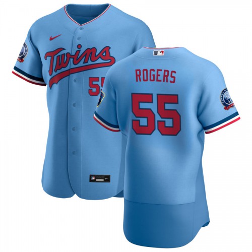 Minnesota Minnesota Twins #55 Taylor Rogers Men's Light Blue Alternate 2020 60th Season Authentic Team Jersey Men's
