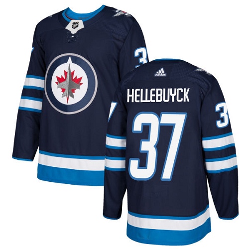 Adidas Winnipeg Jets #37 Connor Hellebuyck Navy Blue Home Authentic Stitched Jersey Men's