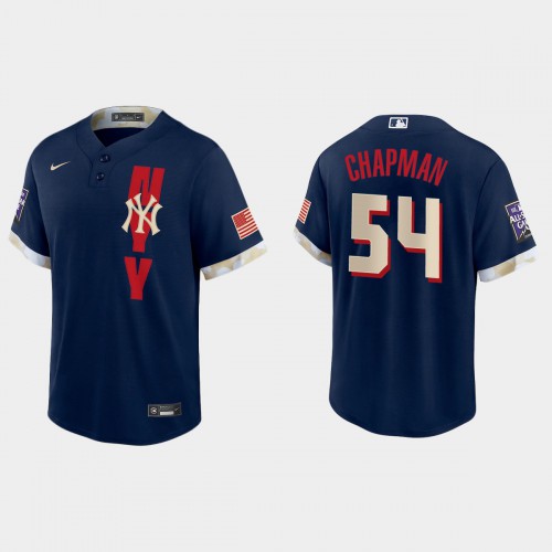New York New York Yankees #54 Aroldis Chapman 2021 All Star Game Fan's Version Navy Jersey Men's