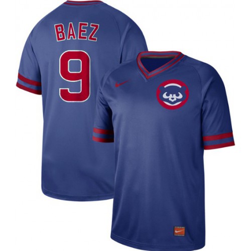 Chicago Cubs #9 Javier Baez Royal Authentic Cooperstown Collection Stitched Jersey Men's
