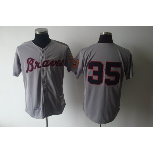 Mitchell And Ness 1969 Atlanta Braves #35 Phil Niekro Grey Stitched Jersey Men's