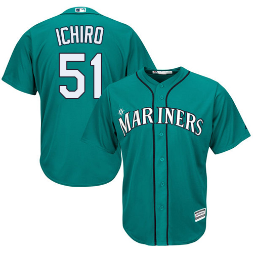 Seattle Mariners #51 Ichiro Suzuki Green Cool Base Stitched Youth Jersey Youth