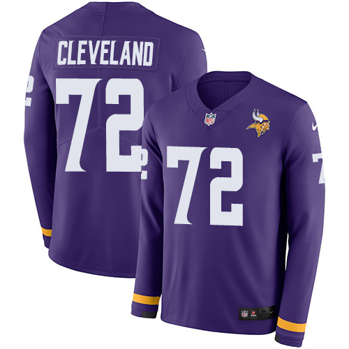 Minnesota Vikings #72 Ezra Cleveland Purple Team Color Men's Stitched Limited Therma Long Sleeve Jersey Men's