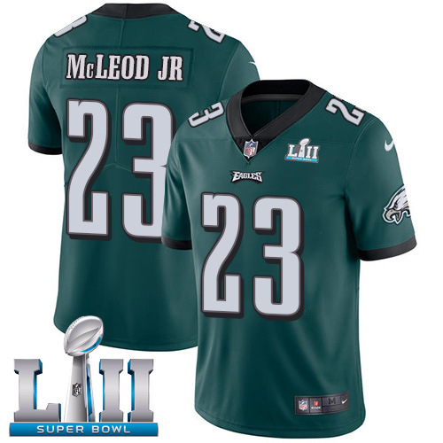 Philadelphia Eagles #23 Rodney McLeod Jr Midnight Green Team Color Super Bowl LII Youth Stitched Vapor Untouchable Limited Jersey Youth