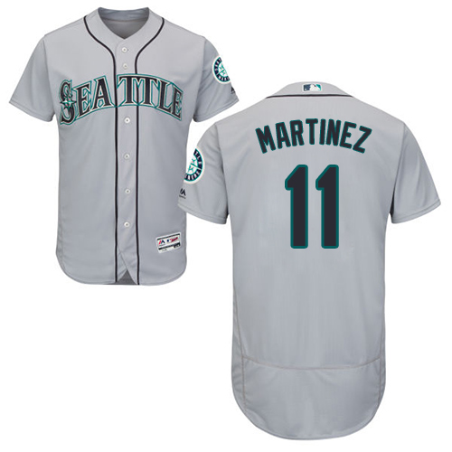 Seattle Mariners #11 Edgar Martinez Grey Flexbase Authentic Collection Stitched Jersey Men's