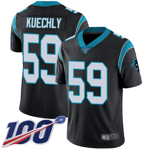 Carolina Panthers #59 Luke Kuechly Black Team Color Men's Stitched 100th Season Vapor Limited Jersey Men's