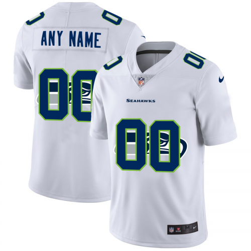 Seattle Seahawks Custom White Men's Team Logo Dual Overlap Limited Jersey