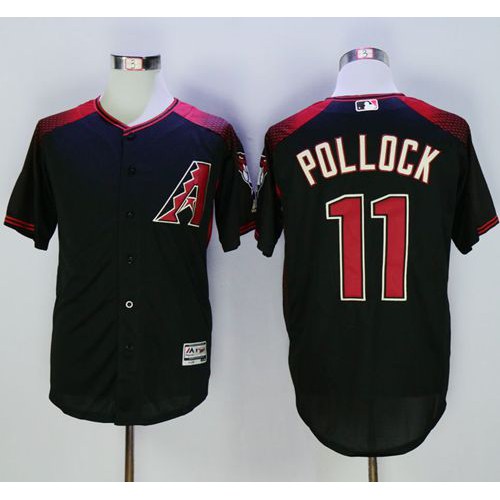 Arizona Diamondbacks #11 A. J. Pollock Black/Brick New Cool Base Stitched Jersey Men's