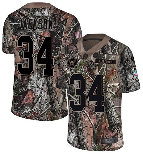 Raiders #34 Bo Jackson Camo Men's Stitched Limited Rush Realtree Jersey