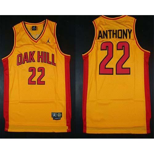 New York Knicks #22 Carmelo Anthony Gold Oak Hill Academy High School Stitched Jersey Mens