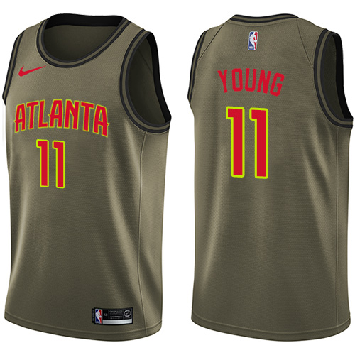 Atlanta Hawks #11 Trae Young Green Youth Swingman Salute to Service Jersey Youth