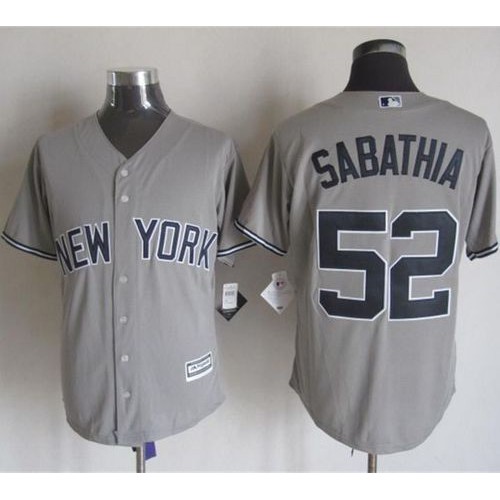 New York Yankees #52 C.C. Sabathia Grey New Cool Base Stitched Jersey Men's