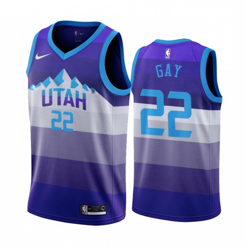 Utah Jazz #22 Rudy Gay Mens Hardwood Classic Jersey Purple Mens