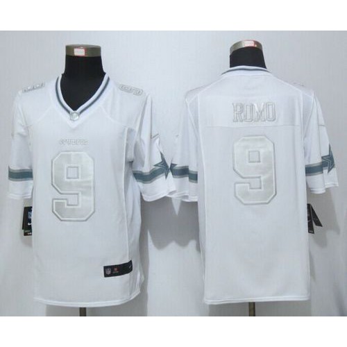 Dallas Cowboys #9 Tony Romo White Men's Stitched Limited Platinum Jersey Men's