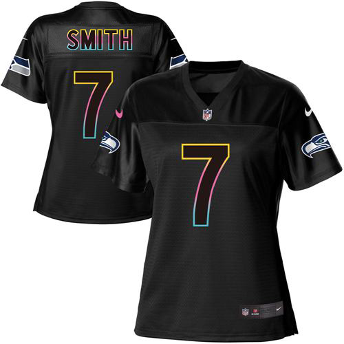 Seahawks #7 Geno Smith Black Women's Fashion Game Jersey