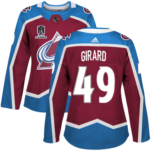 Adidas Colorado Avalanche #49 Samuel Girard Burgundy Women's 2022 Stanley Cup Champions Burgundy Home Authentic Stitched Jersey Womens